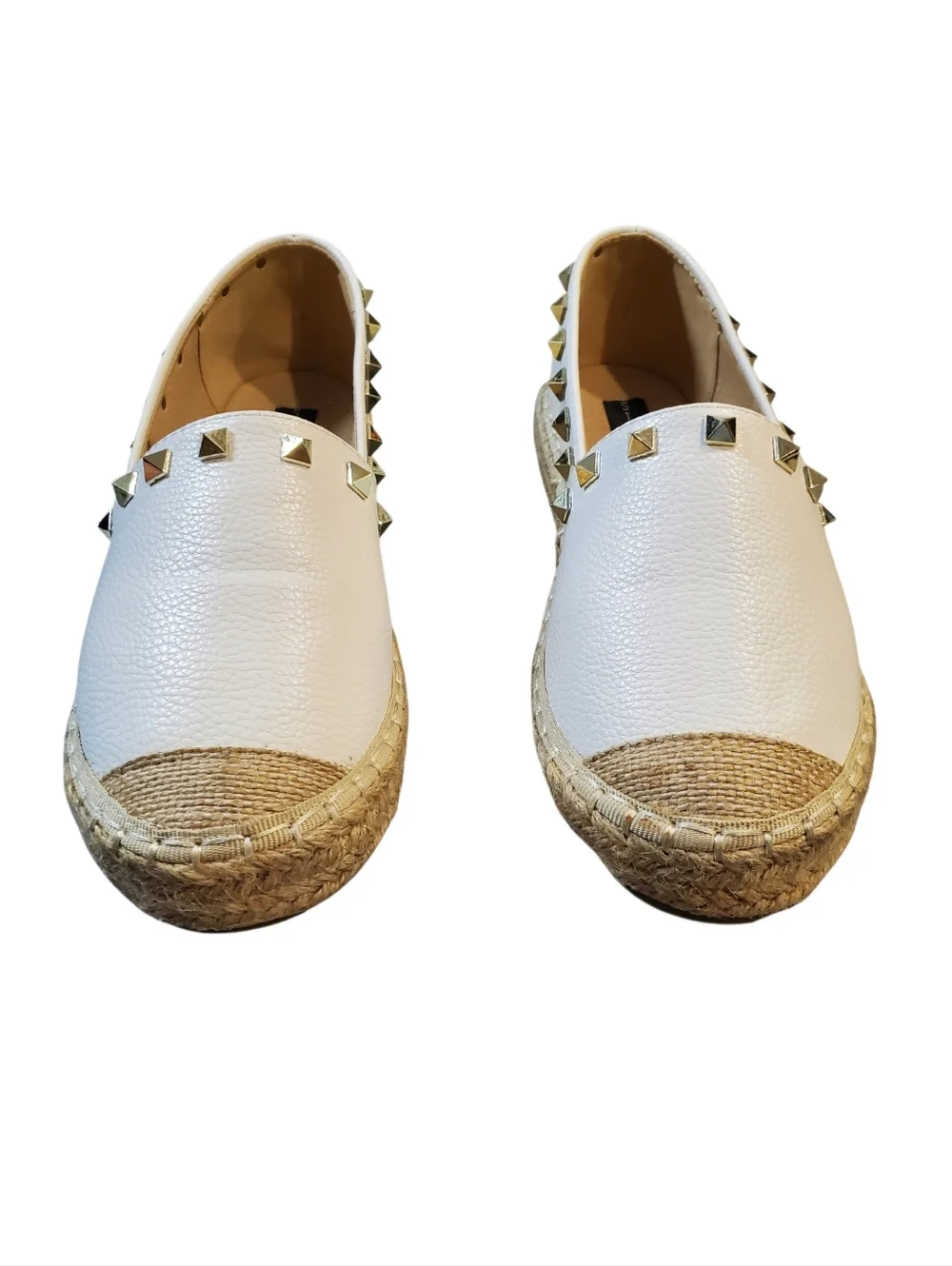 Steven by Steve Madden White Studded Leather Slip-Ons Espadrille Flats Size 9